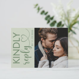 Moderne RSVP-Karte für Foto & Sage Green Wedding RSVP Karte