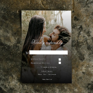 Moderne RSVP-Karte für Foto und Schwarzes Overlay RSVP Karte