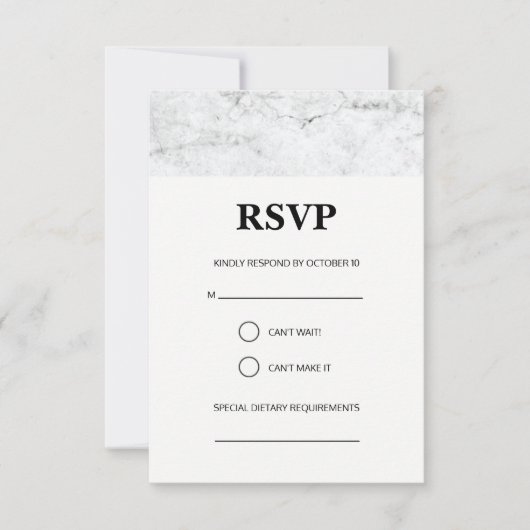 Moderne RSVP-Karte für Hochzeit in Marmor RSVP Karte (Vorderseite)