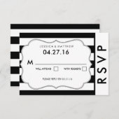 Moderne RSVP-Karte für Hochzeiten in Schwarz und W RSVP Karte (Vorne/Hinten)