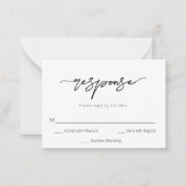 Moderne RSVP-Karte für moderne Hochzeiten mit einf Mitteilungskarte (Vorderseite)