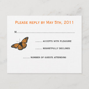 Moderne RSVP-Karte für Schmetterlinge - Orange RSVP Karte