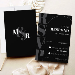 Moderne RSVP-Karte für Schwarz-Ampersand-Arch-Wedd RSVP Karte
