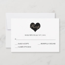 Moderne RSVP-Karte für Schwarz und Weiß RSVP Karte