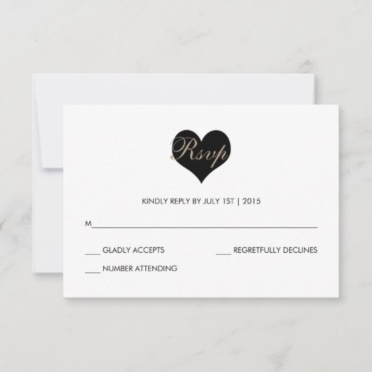 Moderne RSVP-Karte für Schwarz und Weiß RSVP Karte (Vorderseite)