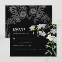 Moderne RSVP-Karte für Schwarz-Weiß-Blumenzehen