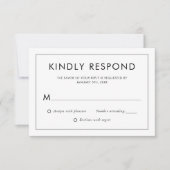 Moderne RSVP-Karte für Schwarz-Weiß-Hochzeit RSVP Karte (Vorderseite)