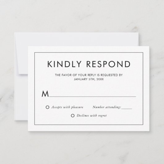 Moderne RSVP-Karte für Schwarz-Weiß-Hochzeit RSVP Karte (Vorderseite)
