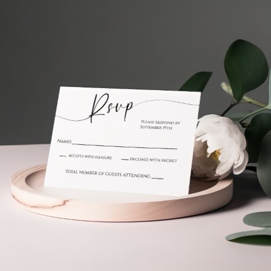 Moderne RSVP-Karte für Schwarz-Weiß-Hochzeit RSVP Karte