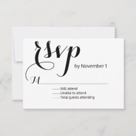 Moderne RSVP-Karte für Schwarz-Weiß-Hochzeit RSVP Karte