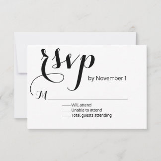 Moderne RSVP-Karte für Schwarz-Weiß-Hochzeit RSVP Karte
