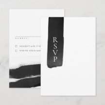 Moderne RSVP-Karte für Schwarz + Weiß Tinte