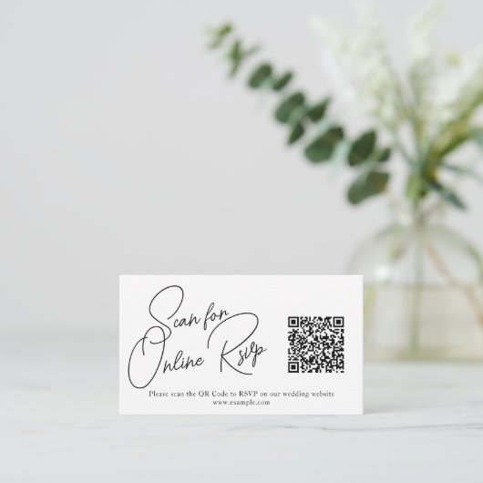 Moderne RSVP-Karte mit Foto- und QR-Code Begleitkarte (Stehend Vorderseite)