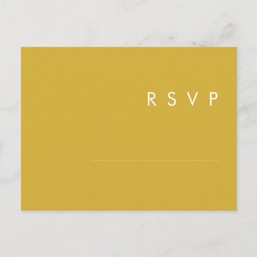 Moderne RSVP-Karte mit Minimalistischem Gold-Menü Postkarte (Vorderseite)