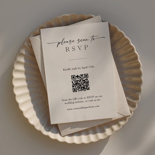 Moderne RSVP-Karte mit QR-Code und eigenem Foto Einladung