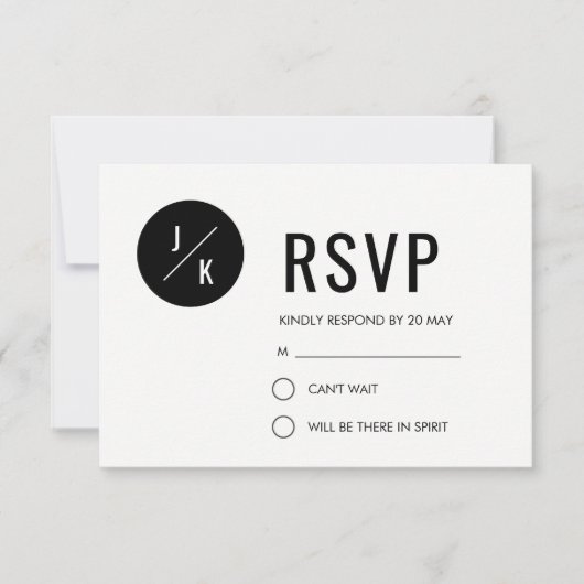 Moderne RSVP-Karte - Schwarzer Kreis RSVP Karte (Vorderseite)