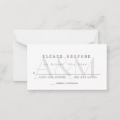 Moderne RSVP-Karten für die Hochzeit von Monogramm Mitteilungskarte (Vorderseite)