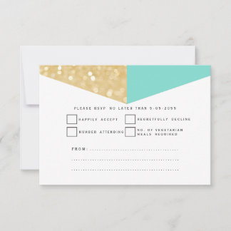 Moderne RSVP-Karten für Gold Glitzer und Aquamarin RSVP Karte