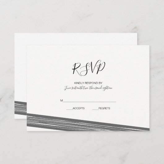 Moderne RSVP-Karten mit schwarzem und weißem Strei RSVP Karte (Vorne/Hinten)