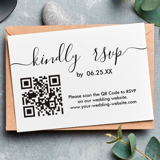 Moderne RSVP Online-Website für Hochzeiten mit QR-