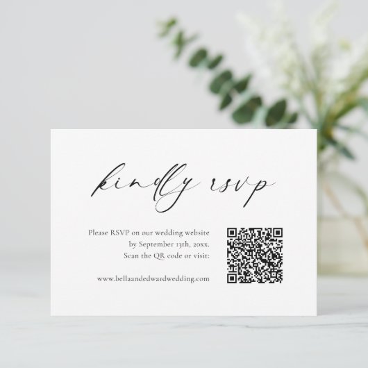 Moderne RSVP QR Code-Karte für Schwarz und Weiß Ho Dankeskarte (Stehend Vorderseite)