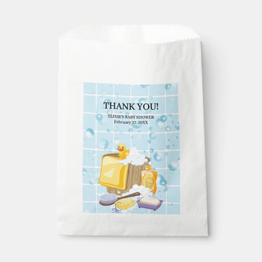 Moderne Rubber Ducky Bubbles Baby Dusche Geschenktütchen (Vorderseite)