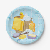 Moderne Rubber Ducky Bubbles Baby Dusche Pappteller (Vorderseite)
