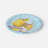 Moderne Rubber Ducky Bubbles Baby Dusche Pappteller (Schrägansicht)