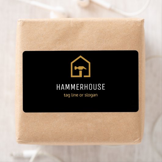 Moderne Rücksendeadresse aus Schwarz und Golden Co (Insitu)