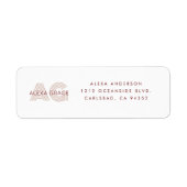 Moderne Rücksendeadresse Beige und Wein Monogram (Vorne)