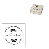 Moderne Rücksendeadresse Briefmarke Grüne Leaf Gummistempel (Stempel)