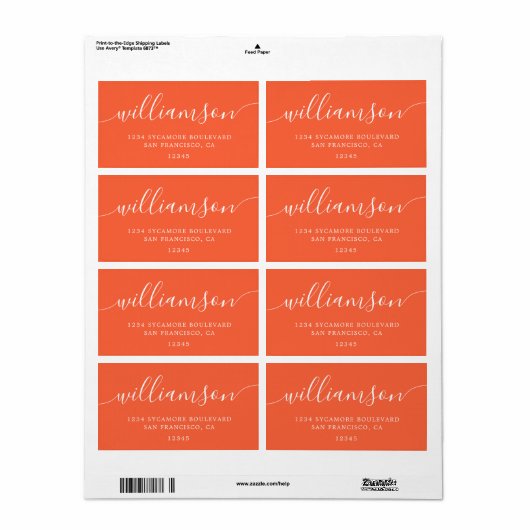 Moderne Rücksendeadresse Bright Orange (Vorne)