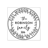 Moderne Rücksendeadresse der Skriptfamilie Runde B Gummistempel (Prägung)