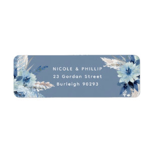 Moderne Rücksendeadresse Dusty Blue Flowers