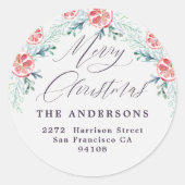 Moderne Rücksendeadresse Frohe Weihnachten Runder Aufkleber (Vorderseite)