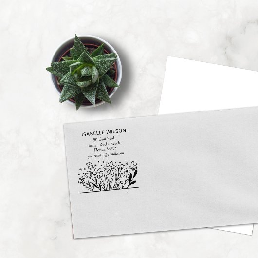 Moderne Rücksendeadresse für Blumenbeete Gummistempel