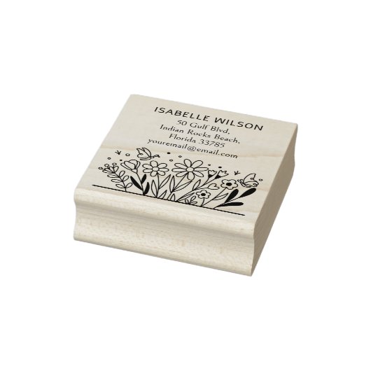 Moderne Rücksendeadresse für Blumenbeete Gummistempel (Stempel)