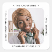 Moderne Rücksendeadresse für kundenspezifisches Fo Quadratischer Aufkleber (Vorderseite)