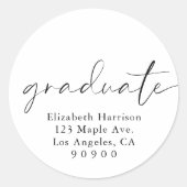 Moderne Rücksendeadresse für Script-Abschluss Runder Aufkleber (Vorderseite)