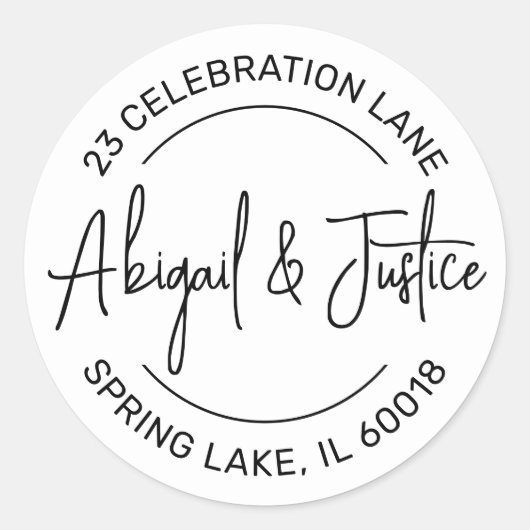 Moderne Rücksendeadresse-Hochzeit Runder Aufkleber (Vorderseite)