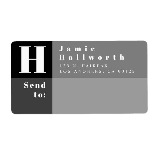 Moderne Rücksendeadresse in Schwarz und Grau (Vorne)