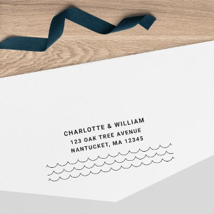 Moderne Rücksendeadresse Minimalistisch Waves Permastempel