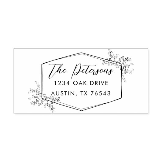 Moderne Rücksendeadresse mit Blumenrahmen Permastempel (Design)