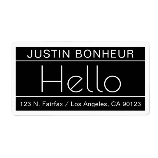 Moderne Rücksendeadresse mit dem Wort "Hallo" Schw (Vorne)