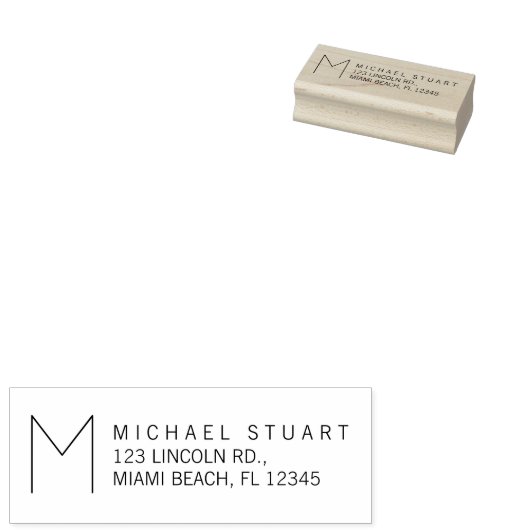 Moderne Rücksendeadresse mit Monogramm Gummistempel (Stempel)