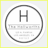 Moderne Rücksendeadresse & Monogram Runder Aufkleber