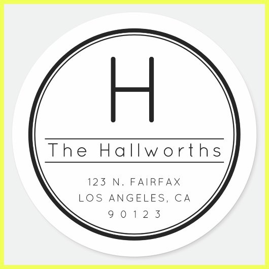 Moderne Rücksendeadresse & Monogram Runder Aufkleber
