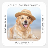 Moderne Rücksendeadresse Personalisierten Fotos Quadratischer Aufkleber (Vorderseite)