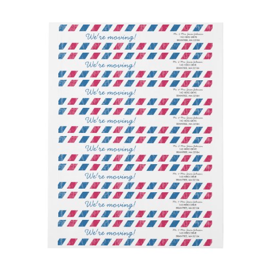 Moderne Rücksendeadresse Rot und Blau (Bogen)