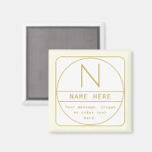 Moderne Rücksendeadresse und Monogramm | Dunkelbra Magnet (Vorderseite/Rückseite)